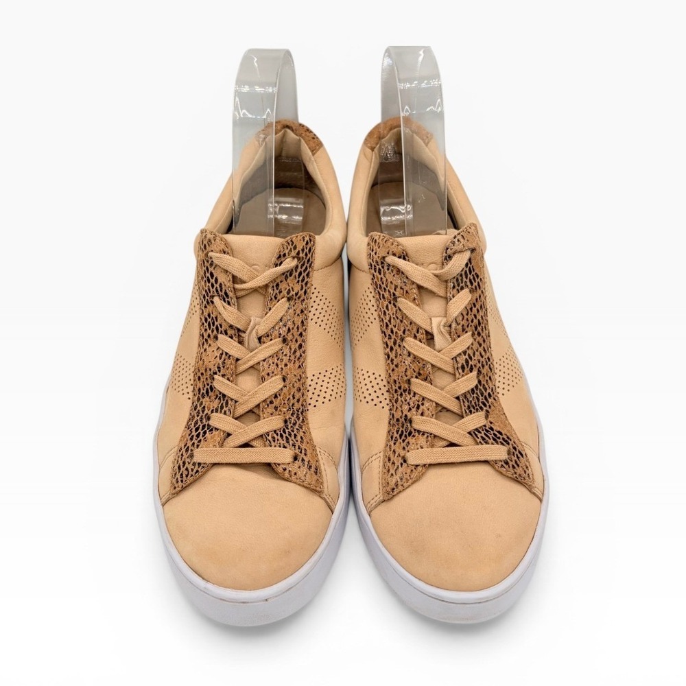 Vionic Honey Sneaker 8.5 Tan Leather Snakeskin Orthotic Low Top Lace Up Shoes - Picture 2 of 9